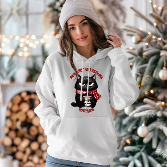 Merry krismas | Świąteczna bluza damska z kapturem BN34 - StoryCups.pl