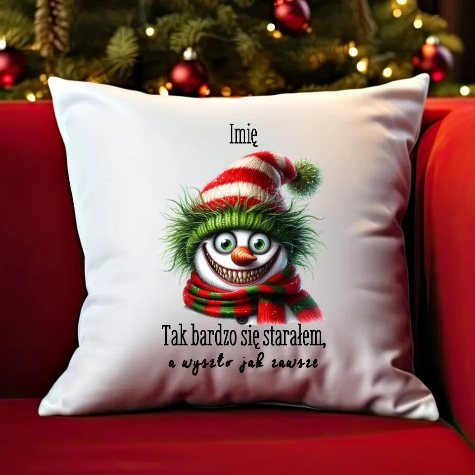 Tak bardzo się starałem | Personalizowana świąteczna poduszka BN120 - StoryCups.pl