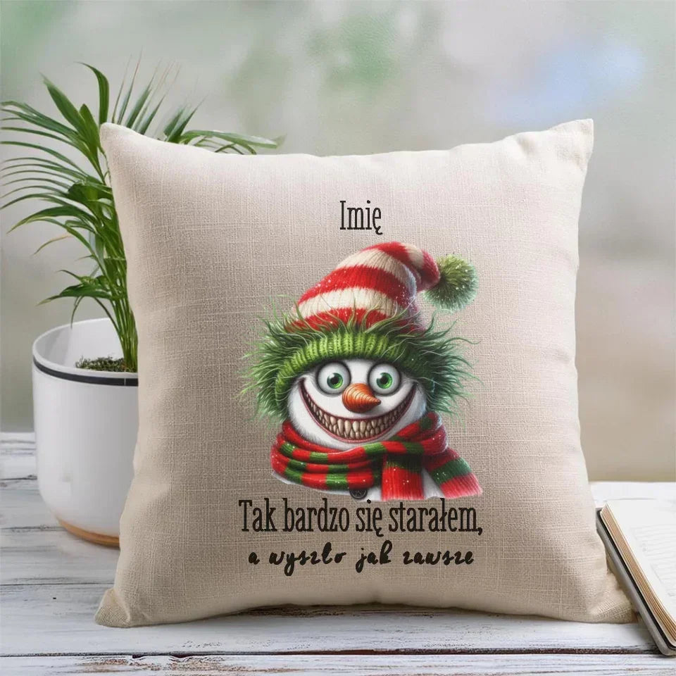 Tak bardzo się starałem | Personalizowana świąteczna poduszka BN120 - StoryCups.pl