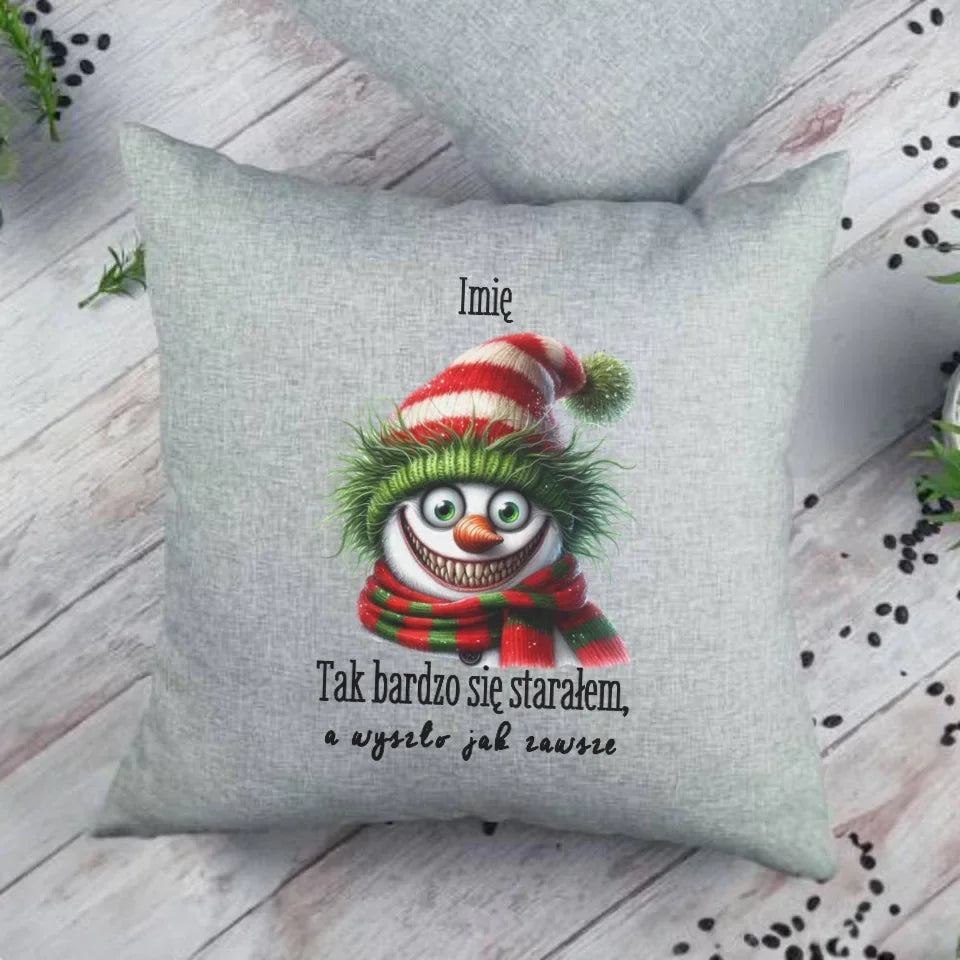 Tak bardzo się starałem | Personalizowana świąteczna poduszka BN120 - StoryCups.pl