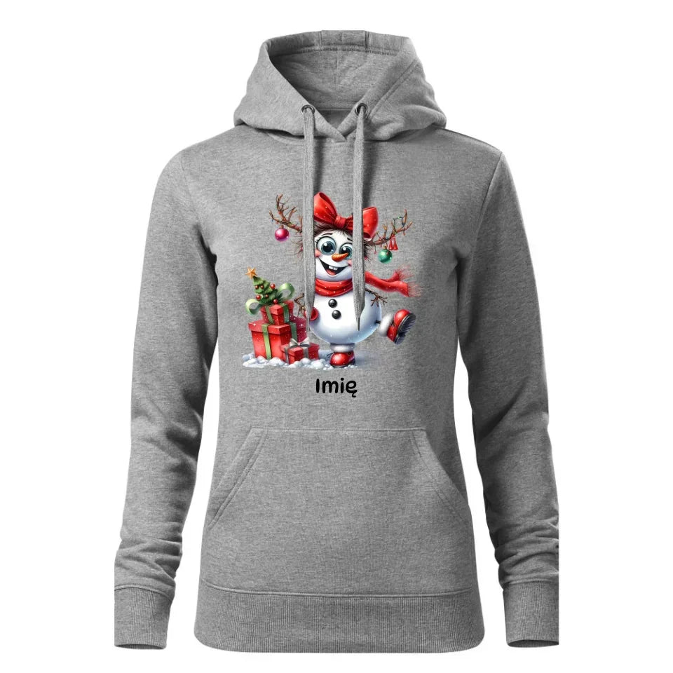 Bałwanek | Personalizowana świąteczna bluza damska z kapturem BN123 - StoryCups.pl