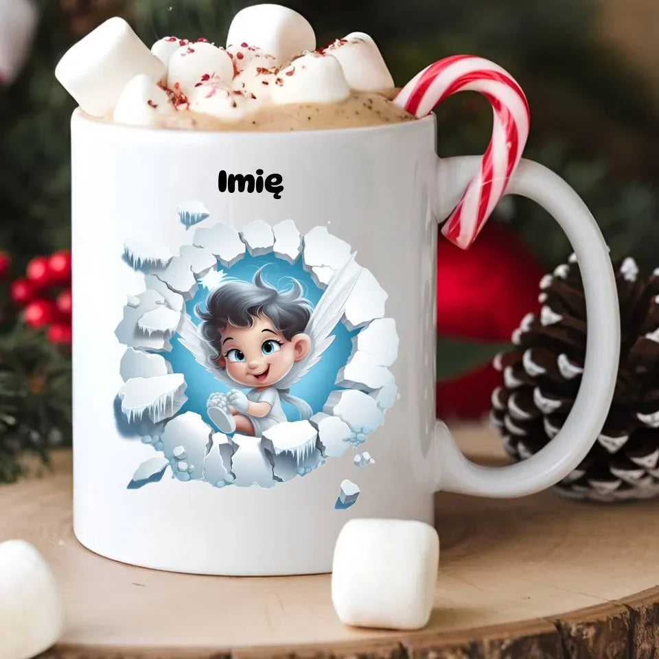 Aniołek 3D | Personalizowany kubek świąteczny BN87 - StoryCups.pl