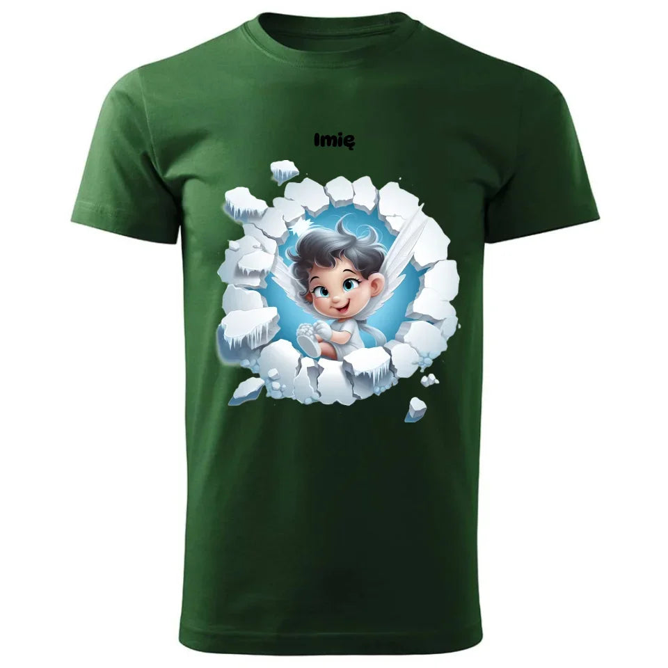 Aniołek 3D | Personalizowana świąteczna koszulka męska BN87 - StoryCups.pl