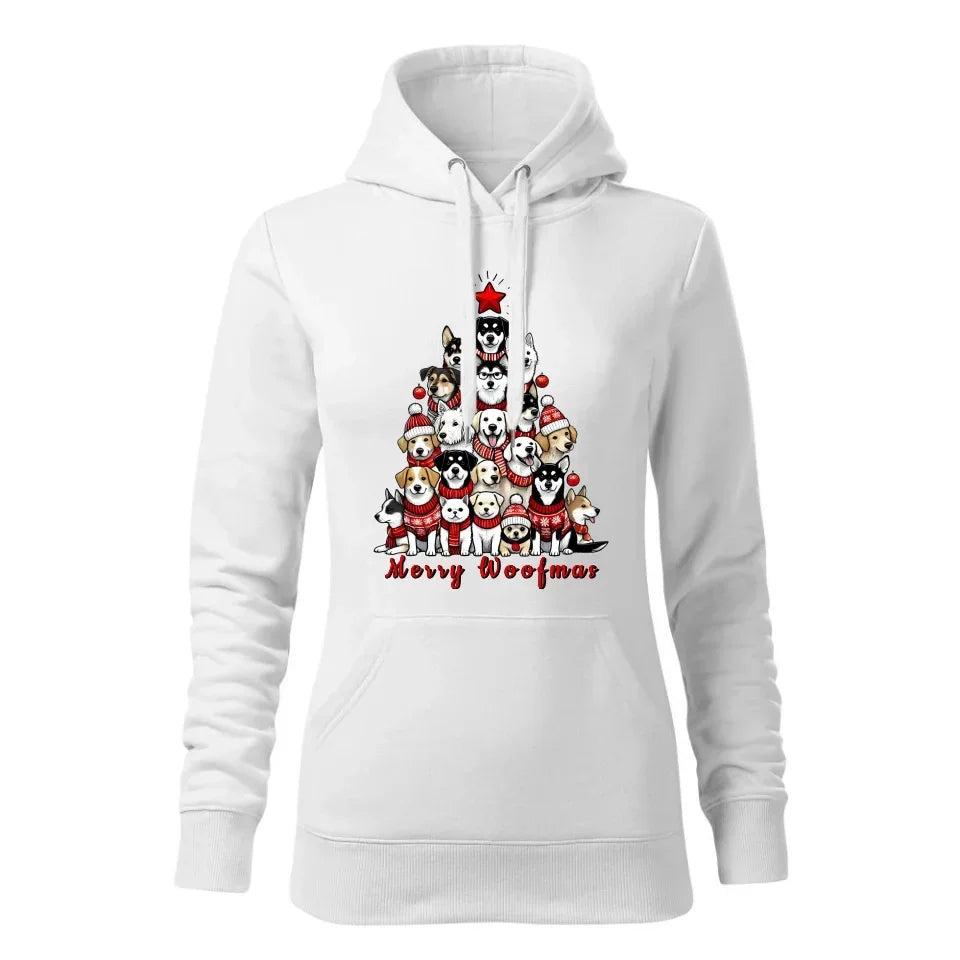 Merry woofmas | Świąteczna bluza damska z kapturem BN90 - StoryCups.pl