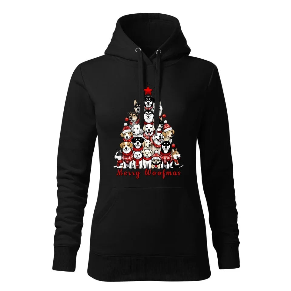 Merry woofmas | Świąteczna bluza damska z kapturem BN90 - StoryCups.pl