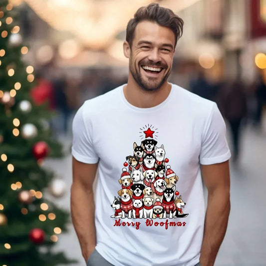 Merry woofmas | Świąteczna koszulka męska BN90 - StoryCups.pl