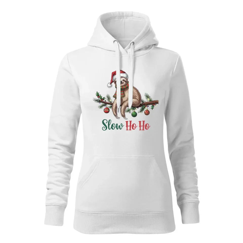 Leniwiec slow ho ho | Świąteczna bluza damska z kapturem BN92 - StoryCups.pl