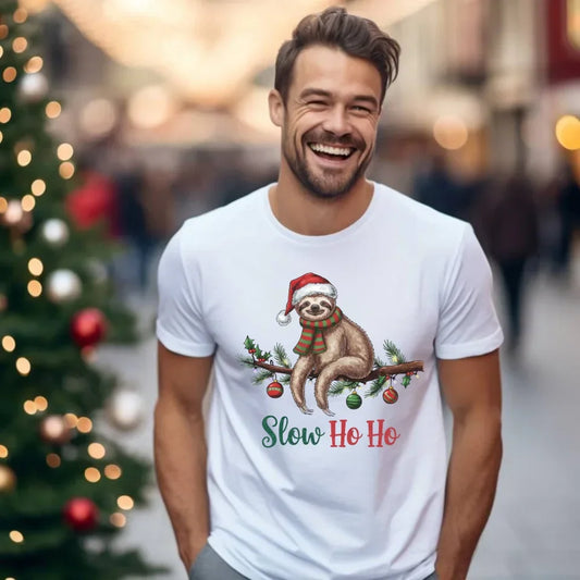 Leniwiec slow ho ho | Świąteczna koszulka męska BN92 - StoryCups.pl