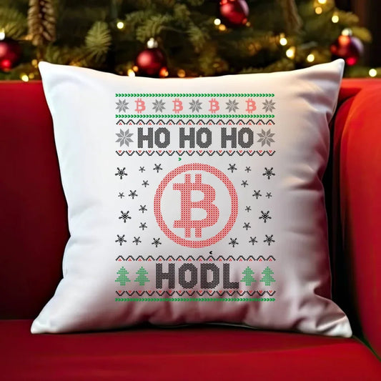 Ho ho ho Hodl Bitcoin | Świąteczna poduszka BN103 - StoryCups.pl