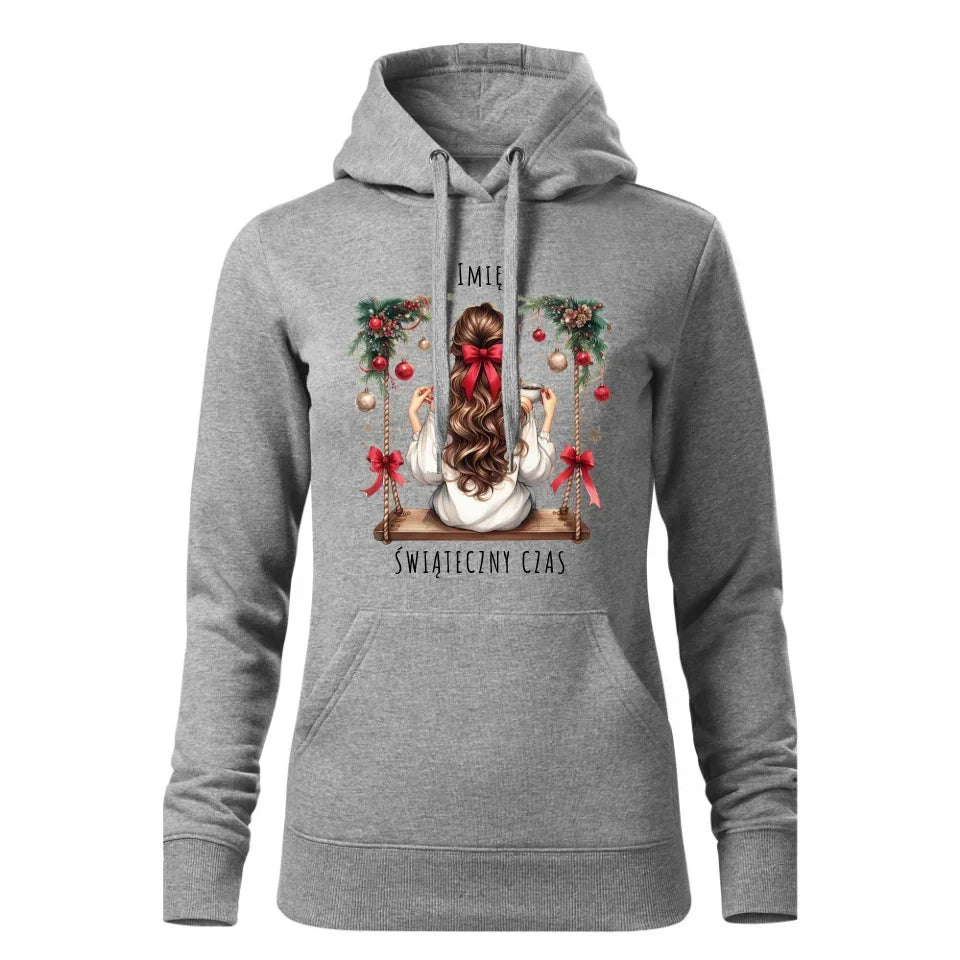 Świąteczny czas | Personalizowana świąteczna bluza damska z kapturem BN105 - StoryCups.pl