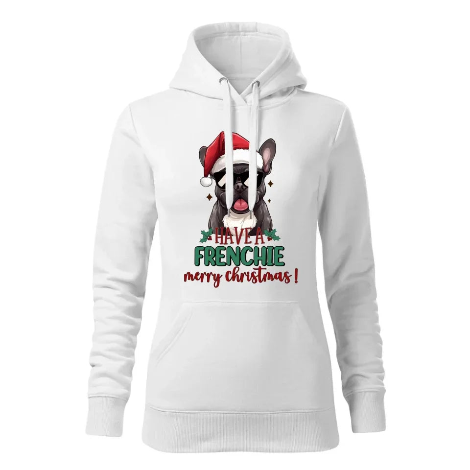 Buldog francuski | Świąteczna bluza damska z kapturem BN109 - StoryCups.pl