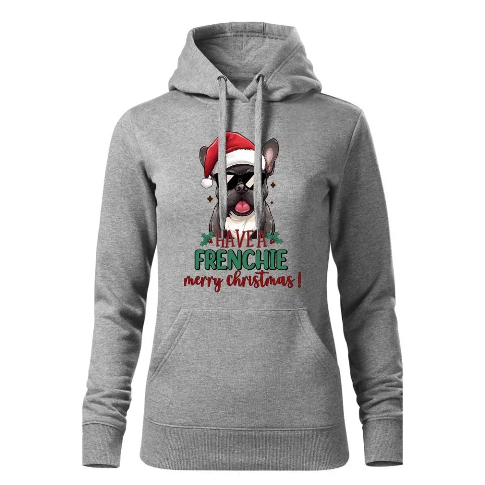 Buldog francuski | Świąteczna bluza damska z kapturem BN109 - StoryCups.pl
