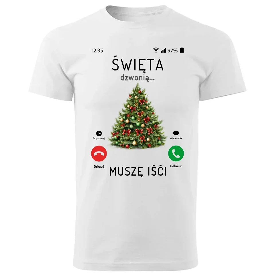 Święta dzwonią muszę iść | Świąteczna koszulka męska BN124 - StoryCups.pl
