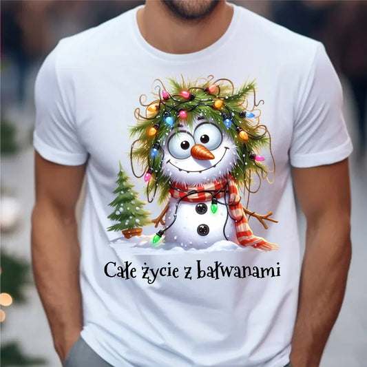 Całe życie z bałwanami | Świąteczna koszulka męska BN125 - StoryCups.pl