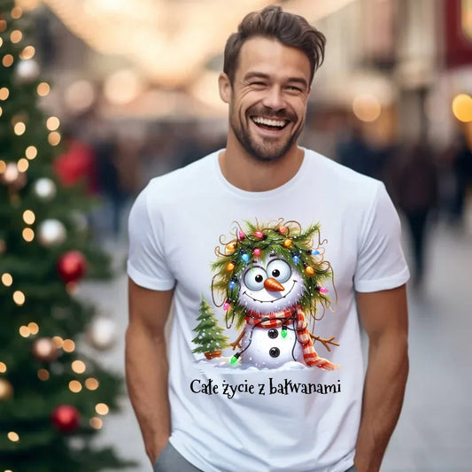 Całe życie z bałwanami | Świąteczna koszulka męska BN125 - StoryCups.pl