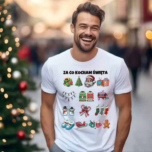 Za co kocham Święta | Świąteczna koszulka męska BN130 - StoryCups.pl