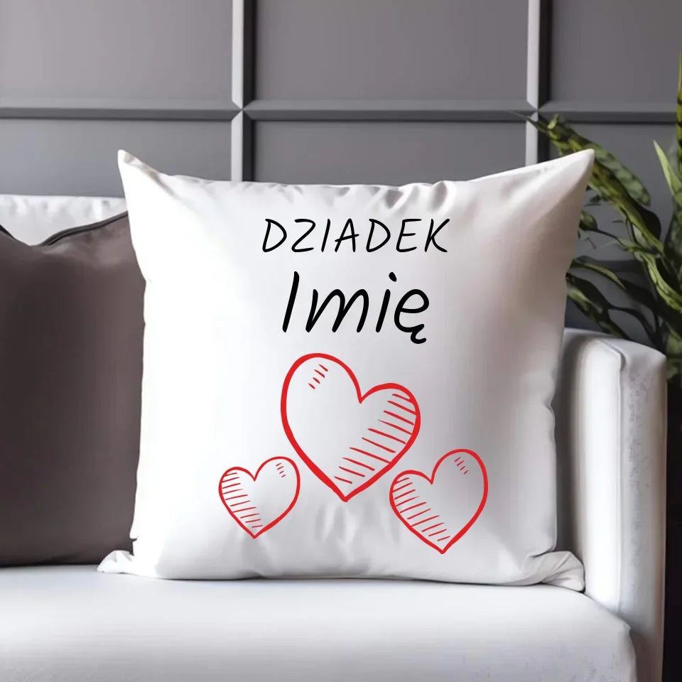 Serca | Personalizowana poduszka dla dziadka D01 - StoryCups.pl