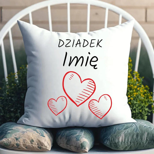 Serca | Personalizowana poduszka dla dziadka D01 - StoryCups.pl