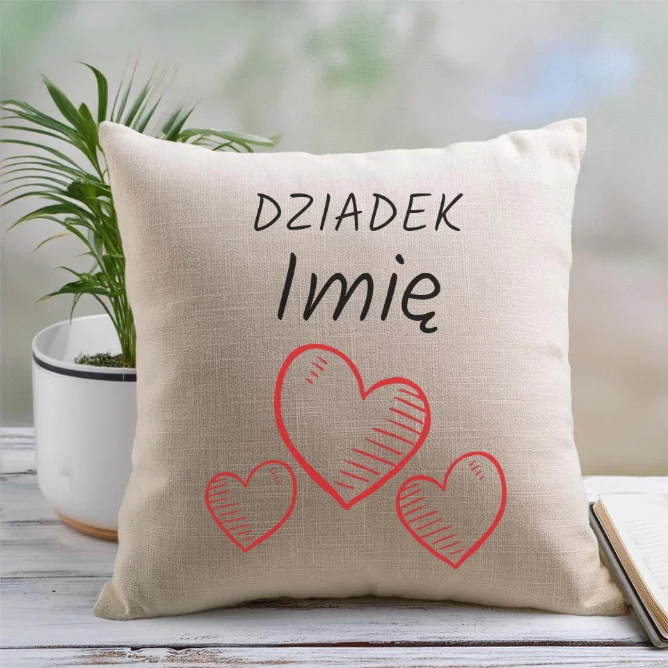 Serca | Personalizowana poduszka dla dziadka D01 - StoryCups.pl