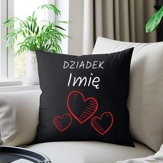Serca | Personalizowana poduszka dekoracyjna dla dziadka D01 - StoryCups.pl