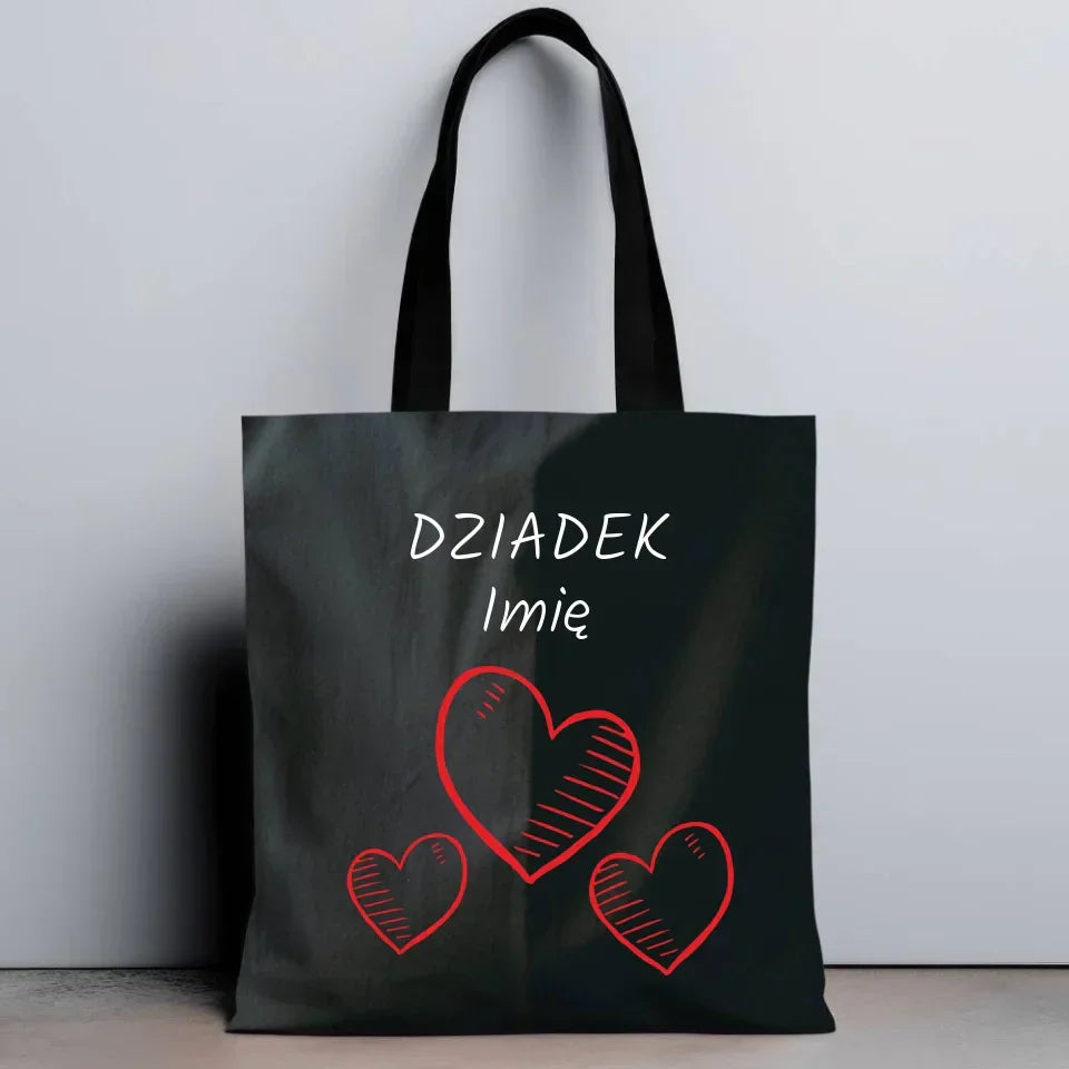 Serca | Personalizowana torba dla dziadka D01 - StoryCups.pl