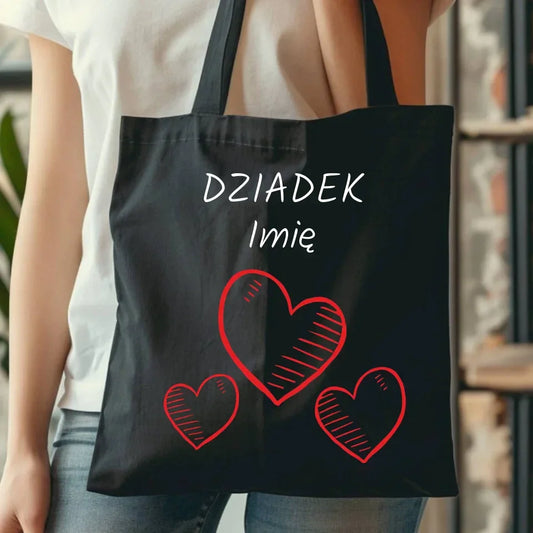 Serca | Personalizowana torba dla dziadka D01 - StoryCups.pl