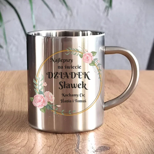 Najlepszy dziadek na świecie | Personalizowany kubek metalowy dla dziadka D04 - StoryCups.pl
