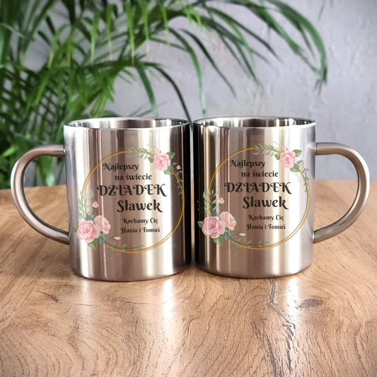 Najlepszy dziadek na świecie | Personalizowany kubek metalowy dla dziadka D04 - StoryCups.pl
