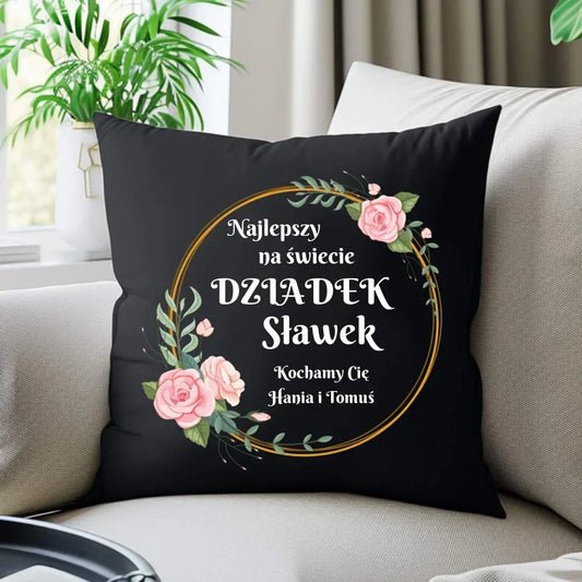 Najlepszy dziadek na świecie | Personalizowana poduszka dekoracyjna dla dziadka D04 - StoryCups.pl