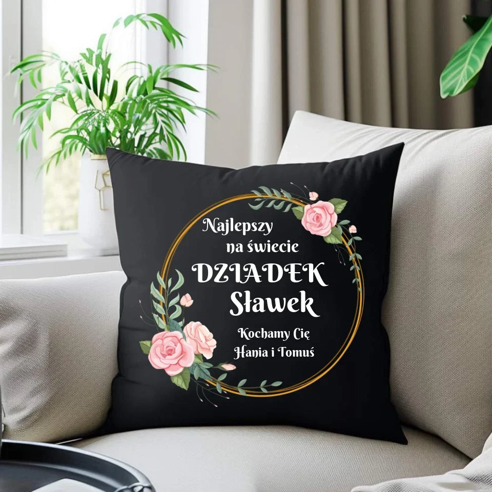 Najlepszy dziadek na świecie | Personalizowana poduszka dekoracyjna dla dziadka D04 - StoryCups.pl