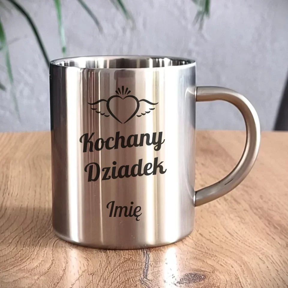 Kochany Dziadek | Personalizowany kubek metalowy dla dziadka D05 - StoryCups.pl