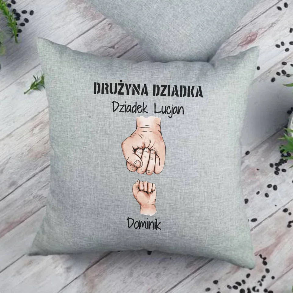 Drużyna Dziadka | Personalizowana poduszka dla dziadka D07 - StoryCups.pl