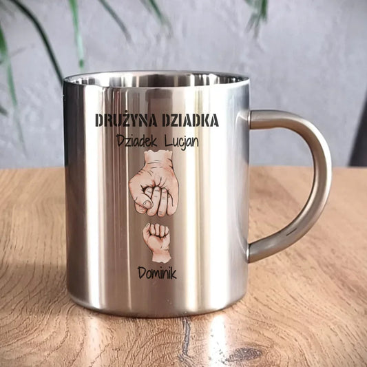 Drużyna Dziadka | Personalizowany kubek metalowy dla dziadka D07 - StoryCups.pl