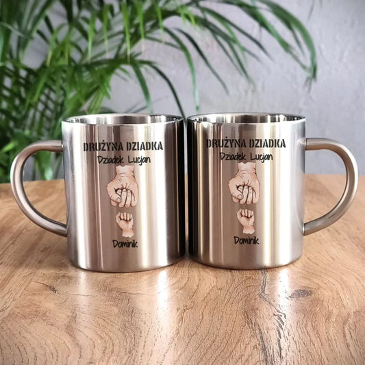 Drużyna Dziadka | Personalizowany kubek metalowy dla dziadka D07 - StoryCups.pl