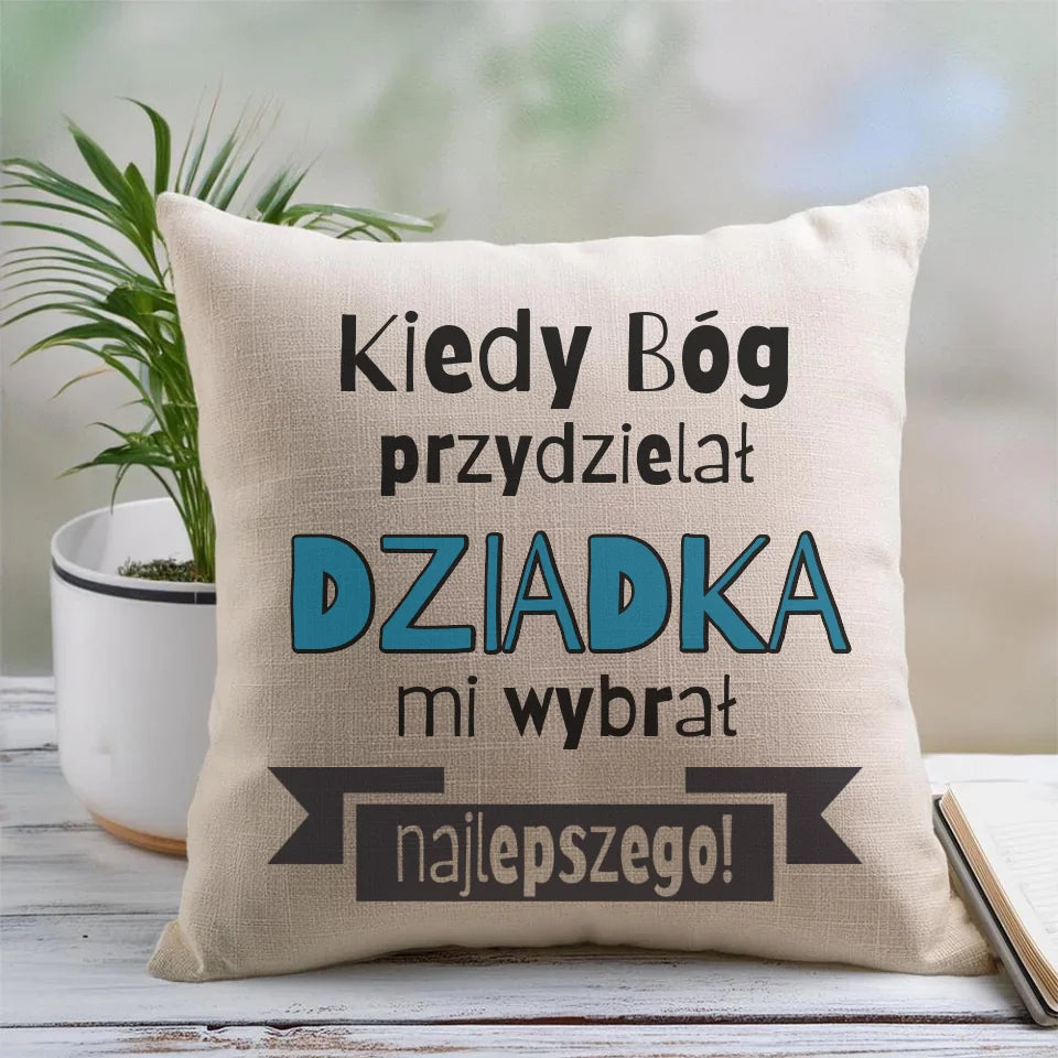 Lniana poduszka dla dziadka - prezent na Dzień Dziadka, urodziny, Święta