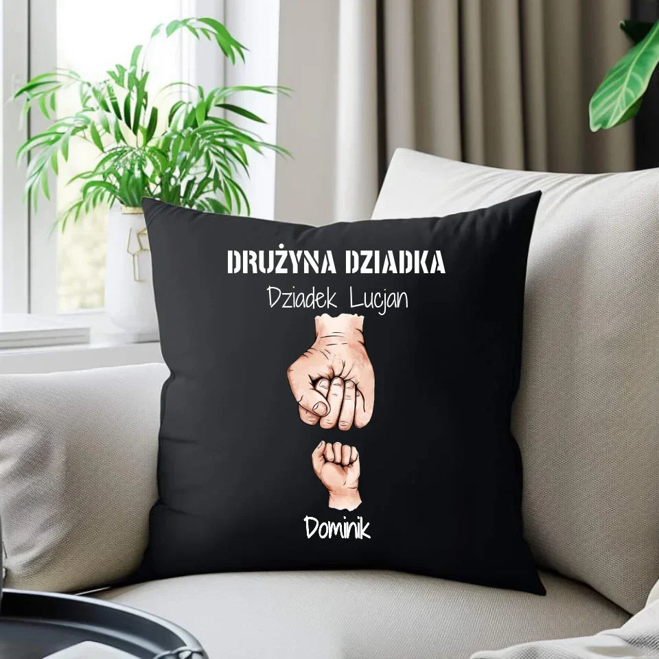 Drużyna Dziadka | Personalizowana poduszka dekoracyjna dla dziadka D07 - StoryCups.pl