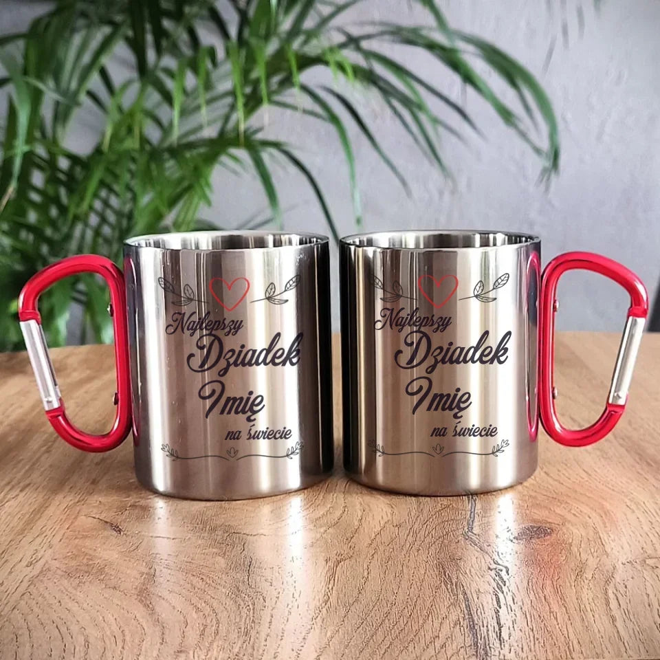 Najlepszy Dziadek na Świecie | Personalizowany kubek metalowy dla dziadka D12 - StoryCups.pl