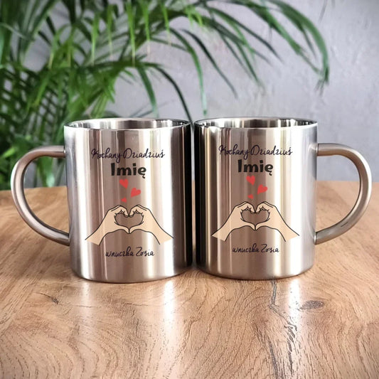 Kochany Dziadziuś | Personalizowany kubek metalowy dla dziadka D13 - StoryCups.pl