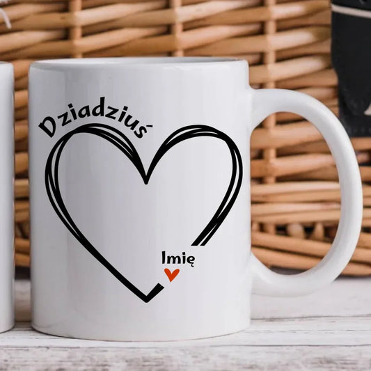 Dziadziuś z sercem imiona | Personalizowany kubek dla dziadka D26 - StoryCups.pl