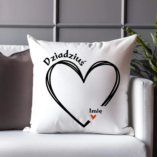 Dziadziuś z sercem imiona | Personalizowana poduszka dla dziadka D26 - StoryCups.pl