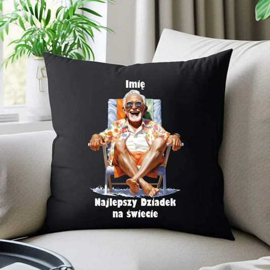 Najlepszy Dziadek na świecie | Poduszka dekoracyjna z imieniem dla dziadka D14 - StoryCups.pl