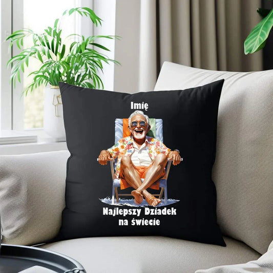 Najlepszy Dziadek na świecie | Poduszka dekoracyjna z imieniem dla dziadka D14 - StoryCups.pl