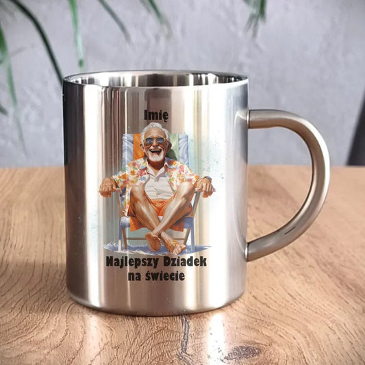 Najlepszy Dziadek na świecie | Personalizowany kubek metalowy dla dziadka D14 - StoryCups.pl