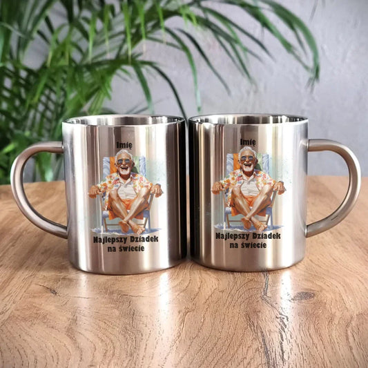 Najlepszy Dziadek na świecie | Personalizowany kubek metalowy dla dziadka D14 - StoryCups.pl
