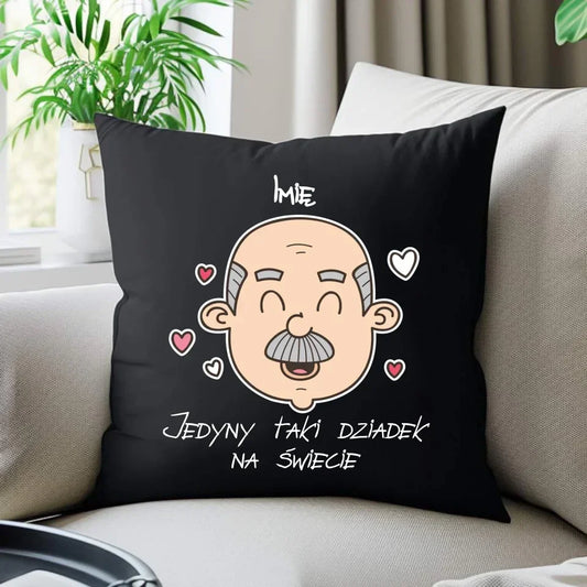 Jedyny taki dziadek na świecie | Poduszka dekoracyjna z imieniem dla dziadka D15 - StoryCups.pl