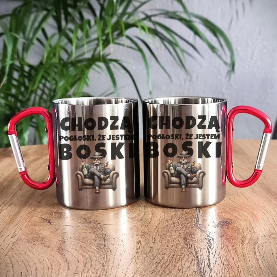 Chodzą pogłoski, że jestem boski | Kubek metalowy dla dziadka D16 - StoryCups.pl