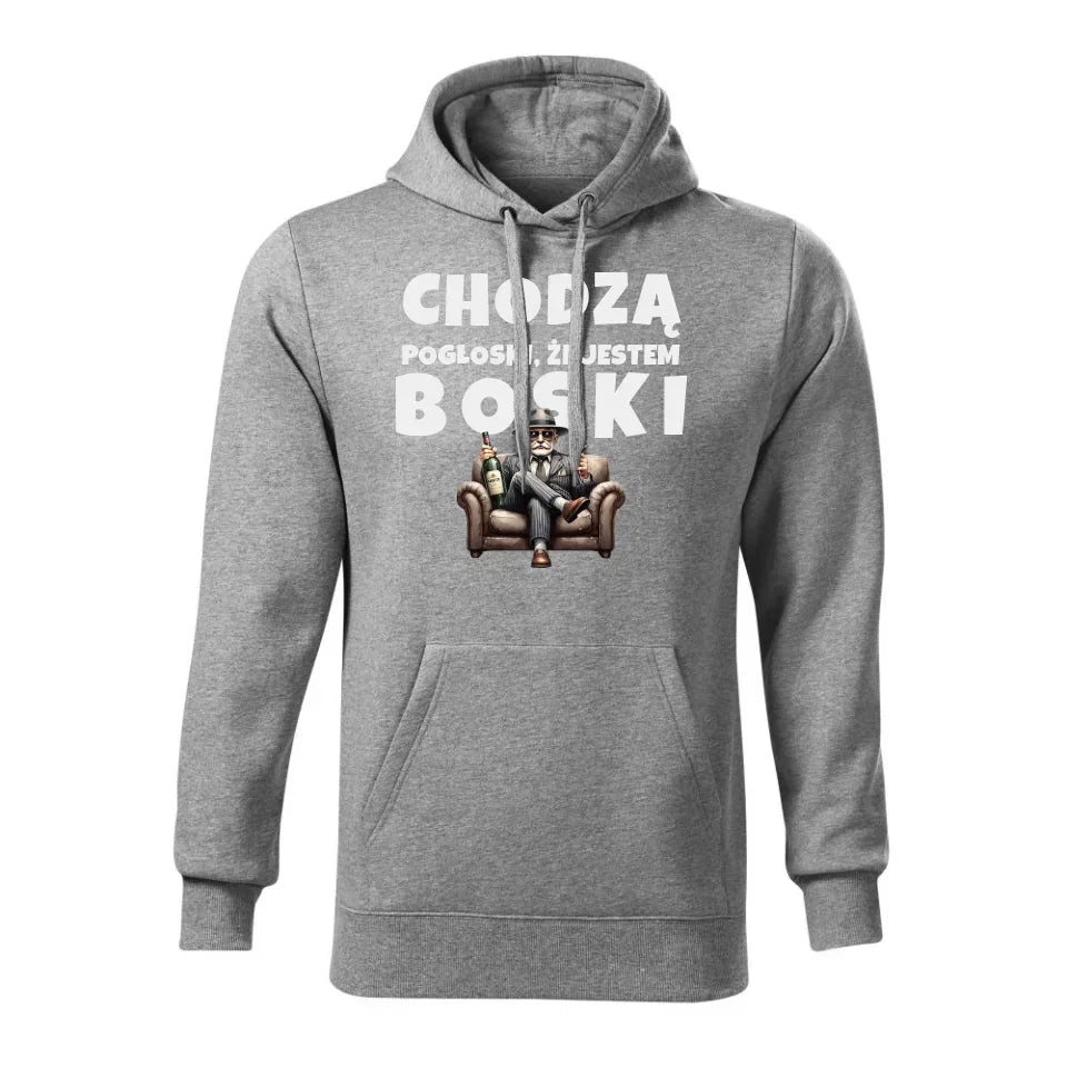 Chodzą pogłoski, że jestem boski | Bluza męska z kapturem dla dziadka D16 - StoryCups.pl