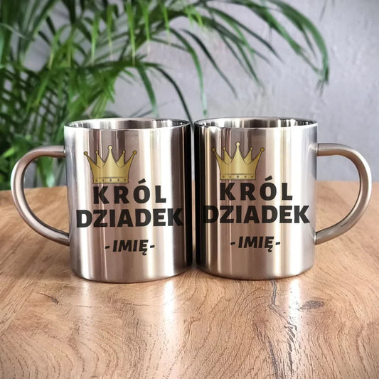 Król Dziadek | Kubek metalowy dla dziadka D17 - StoryCups.pl