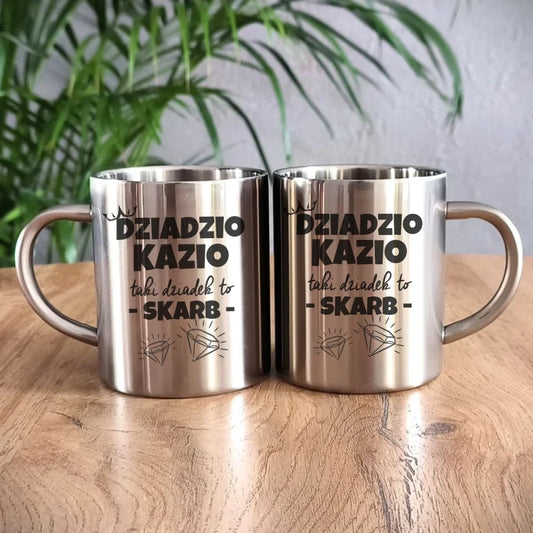 Taki dziadek to skarb | Kubek metalowy dla dziadka D19 - StoryCups.pl