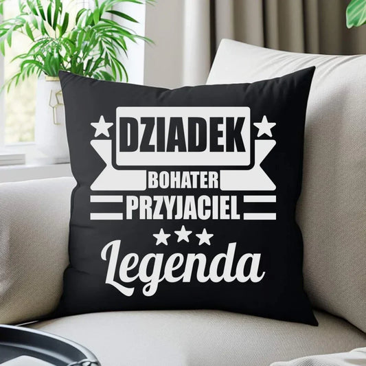 Dziadek Legenda | Poduszka dekoracyjna dla dziadka D20 - StoryCups.pl